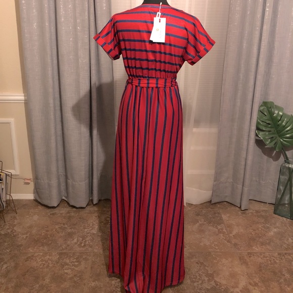 MEROKEETY Women’s Short Sleeve Maxi Dress with Belt - Picture 3 of 10